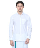 Premium White Colour Regular Fit Cotton Shirt- Full Sleeve