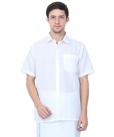 Linen Nature White Shirt- Half Sleeves