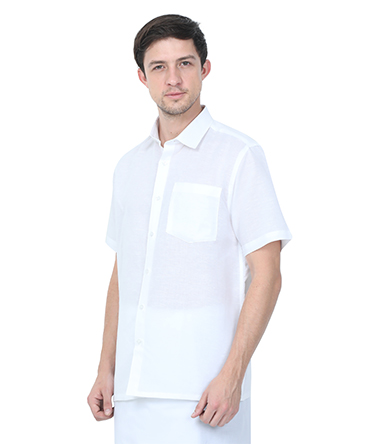 Buy Half Sleeve Linen White Shirt Online