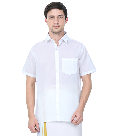 Men's Nano Cotton White Shirt- Half Sleeves