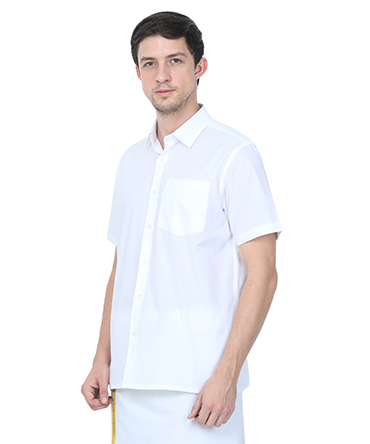 Cool White Cotton Shirt- Half Sleeves